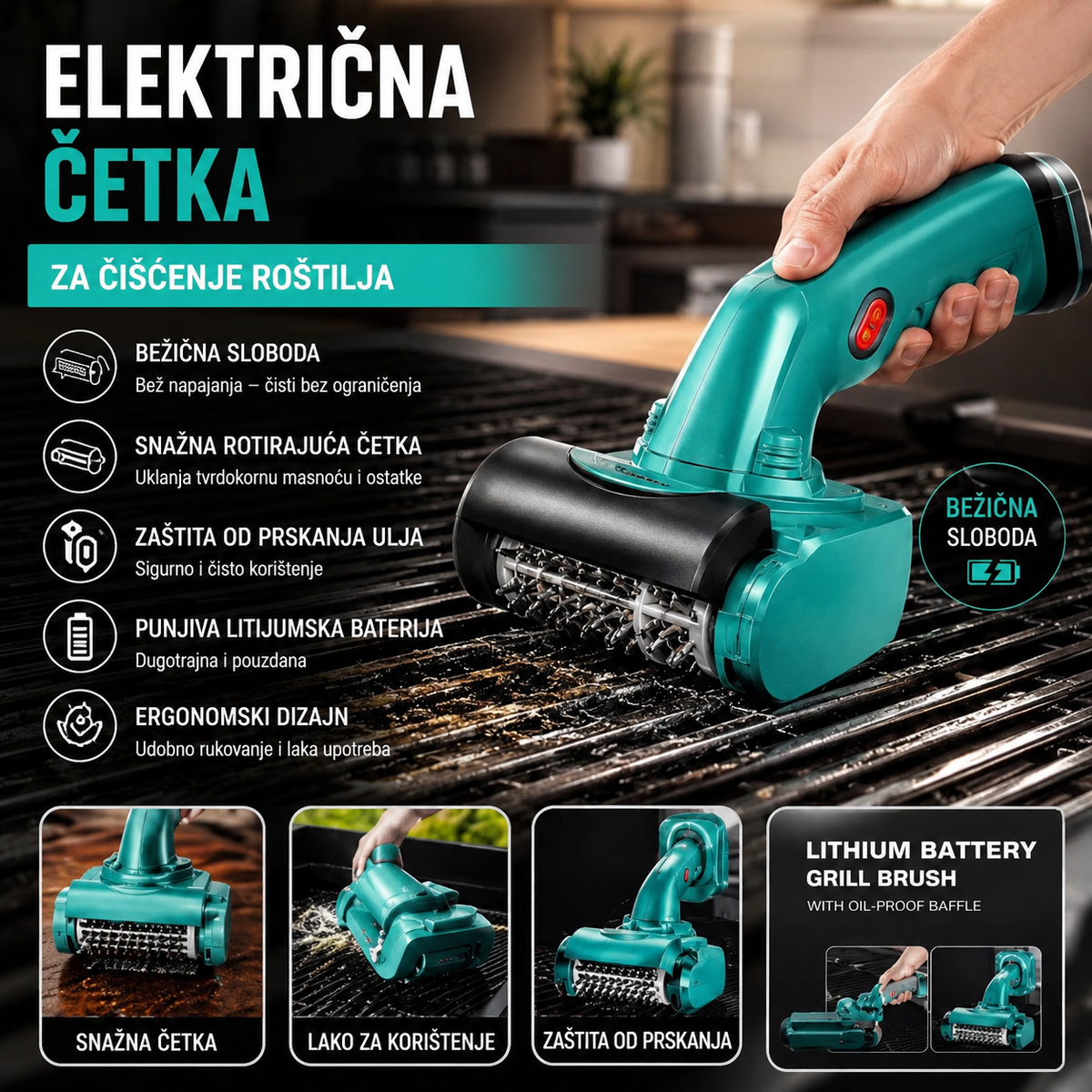 Električna Rotirajuća Četka za Čišćenje Roštilja