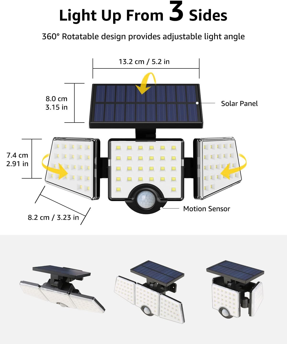 Trodjelni Solarni Reflektor sa Senzorom Pokreta