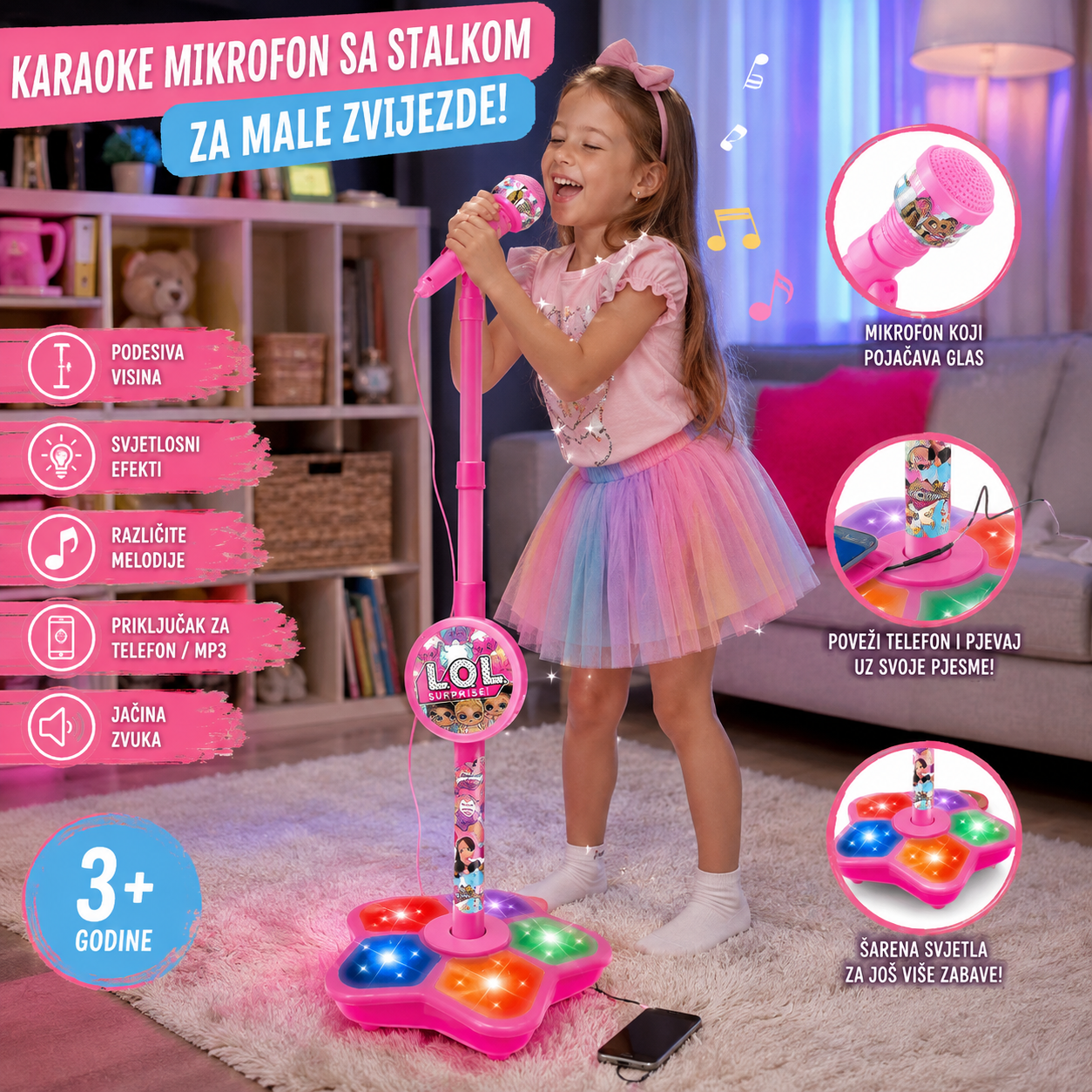 Dječiji Karaoke Mikrofon sa Stalkom