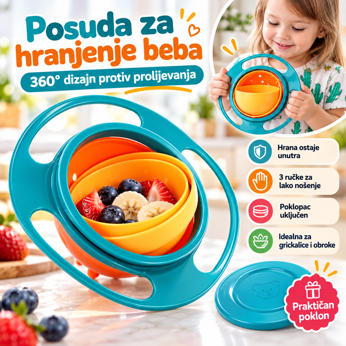 Pametna 360° Posuda za Hranjenje Beba
