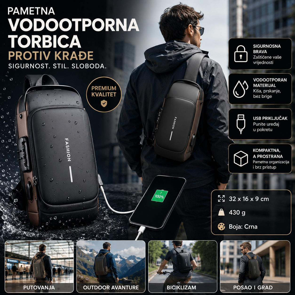 Pametna Vodootporna torbica protiv krađe