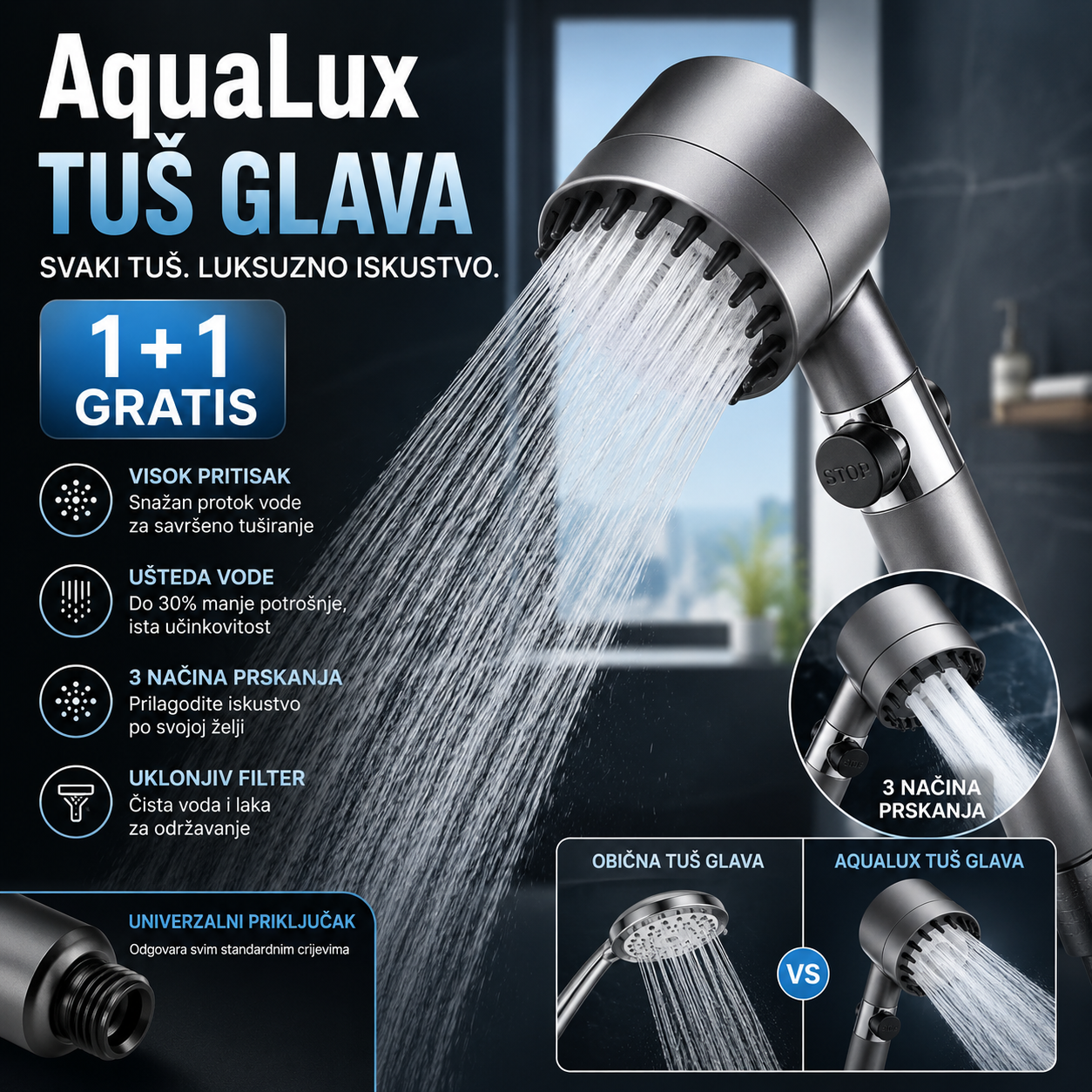 AquaLux Tuš Glava (1+1 GRATIS)