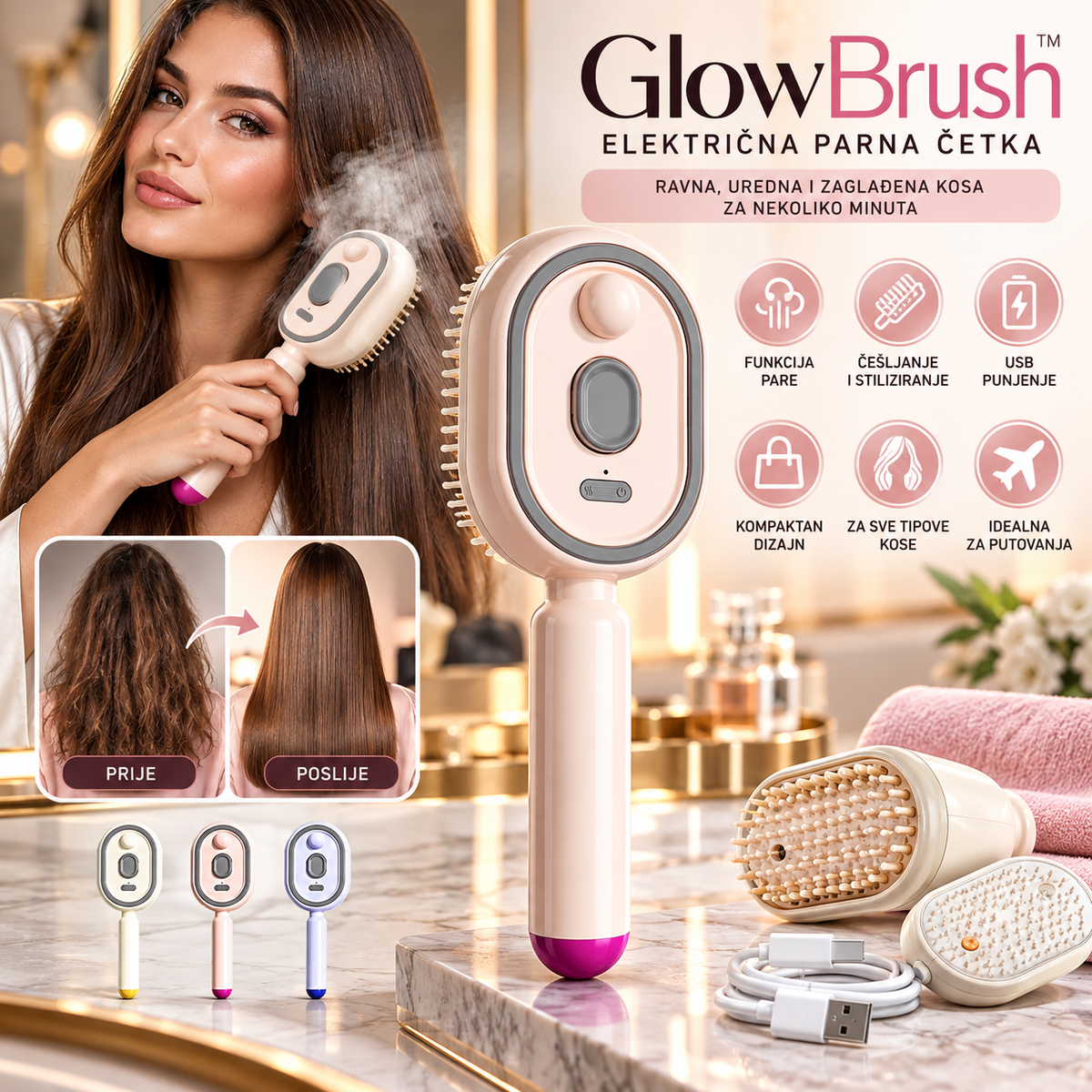 GlowBrush – Električna Parna Četka