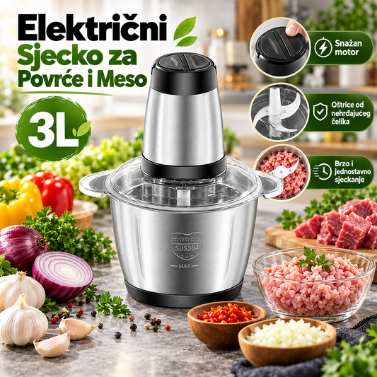 Električni Sjecko za Povrće i Meso – 3L
