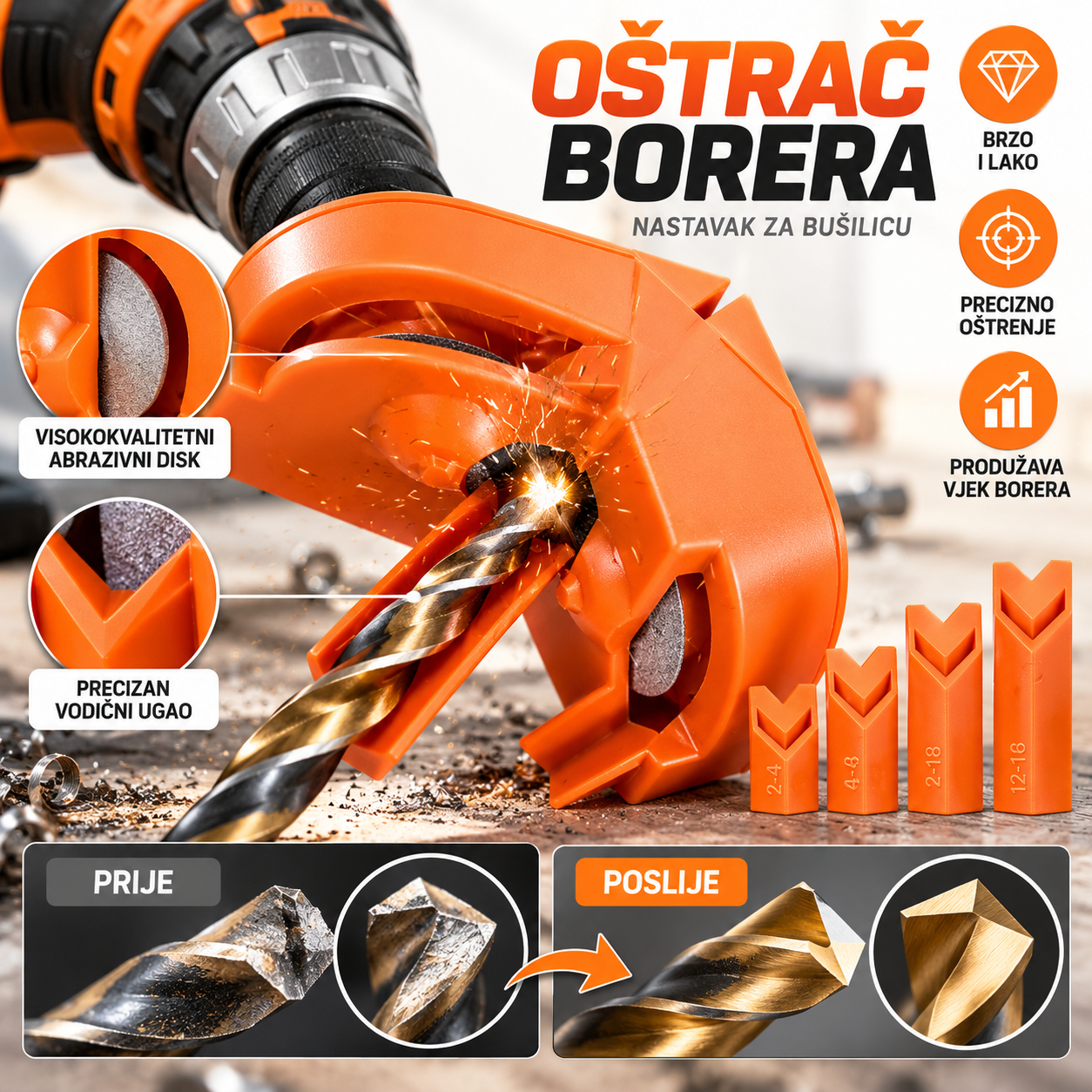 Oštrač Borera - Nastavak za Bušilicu