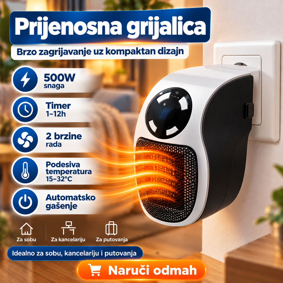 Prijenosna Grijalica 500W