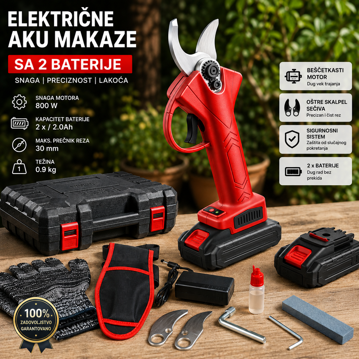 Električne Aku Makaze sa 2 Baterije