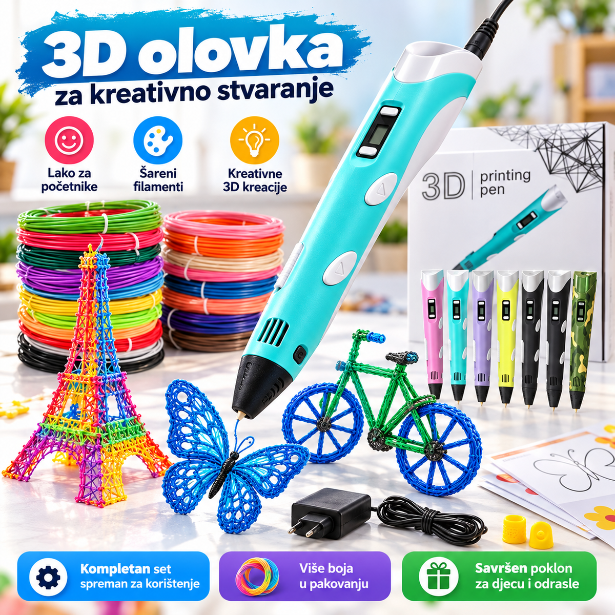 3D olovka za modeliranje sa LED indikatorom
