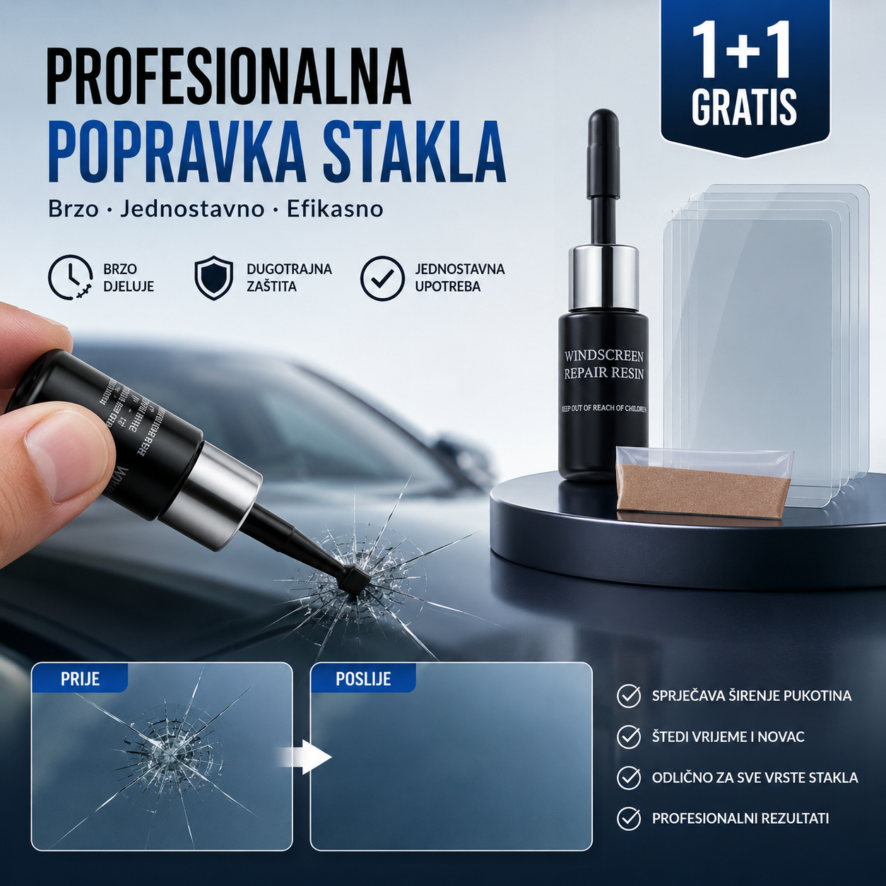 Set za Reparaciju Svih Vrsta Stakala (1+1 GRATIS)