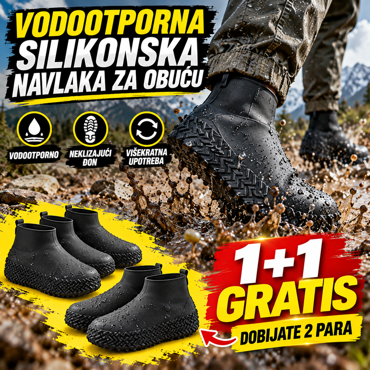 Vodootporne Silikonske Navlake za Obuću – 1+1 GRATIS