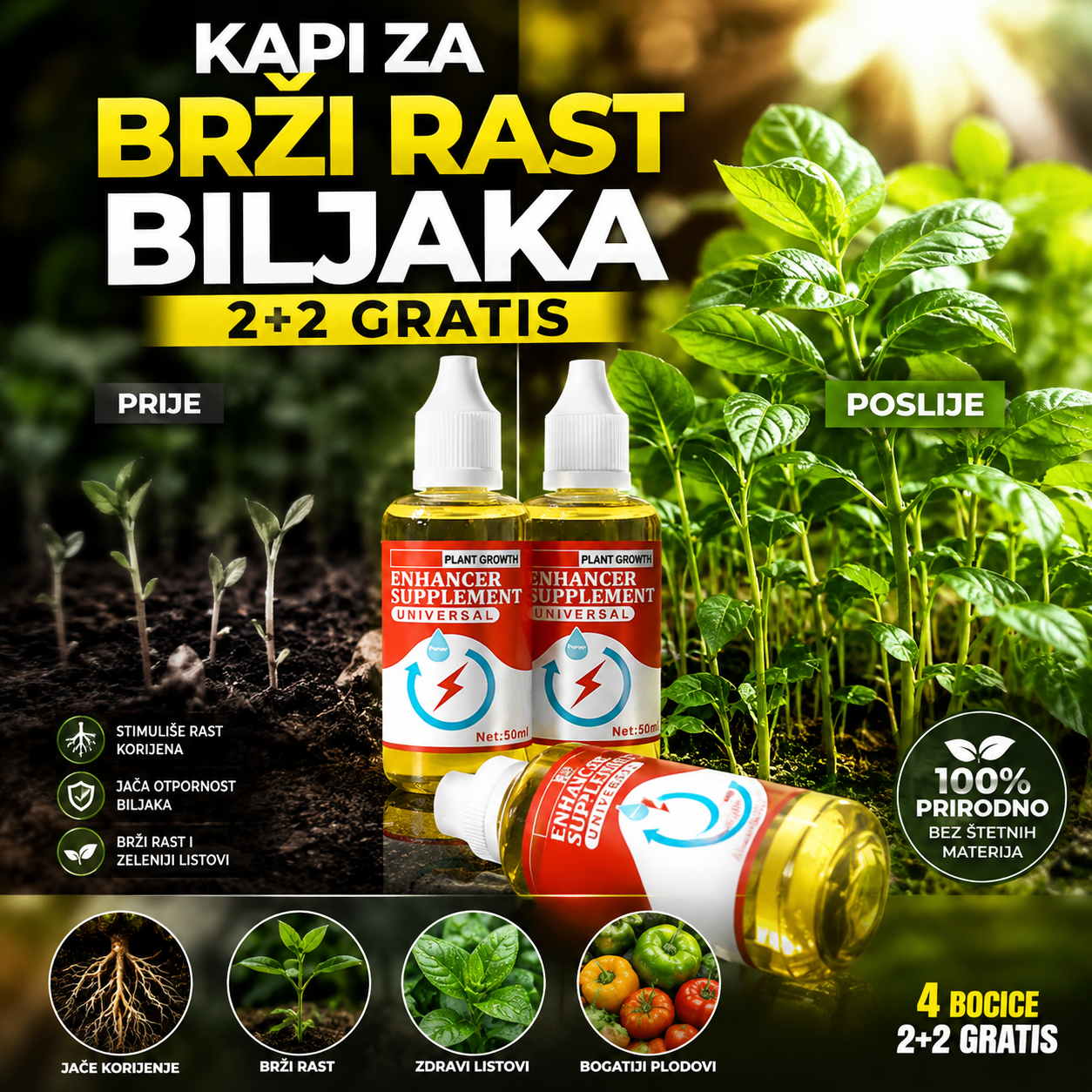 Kapi za Brži Rast Biljaka (2+2 GRATIS)