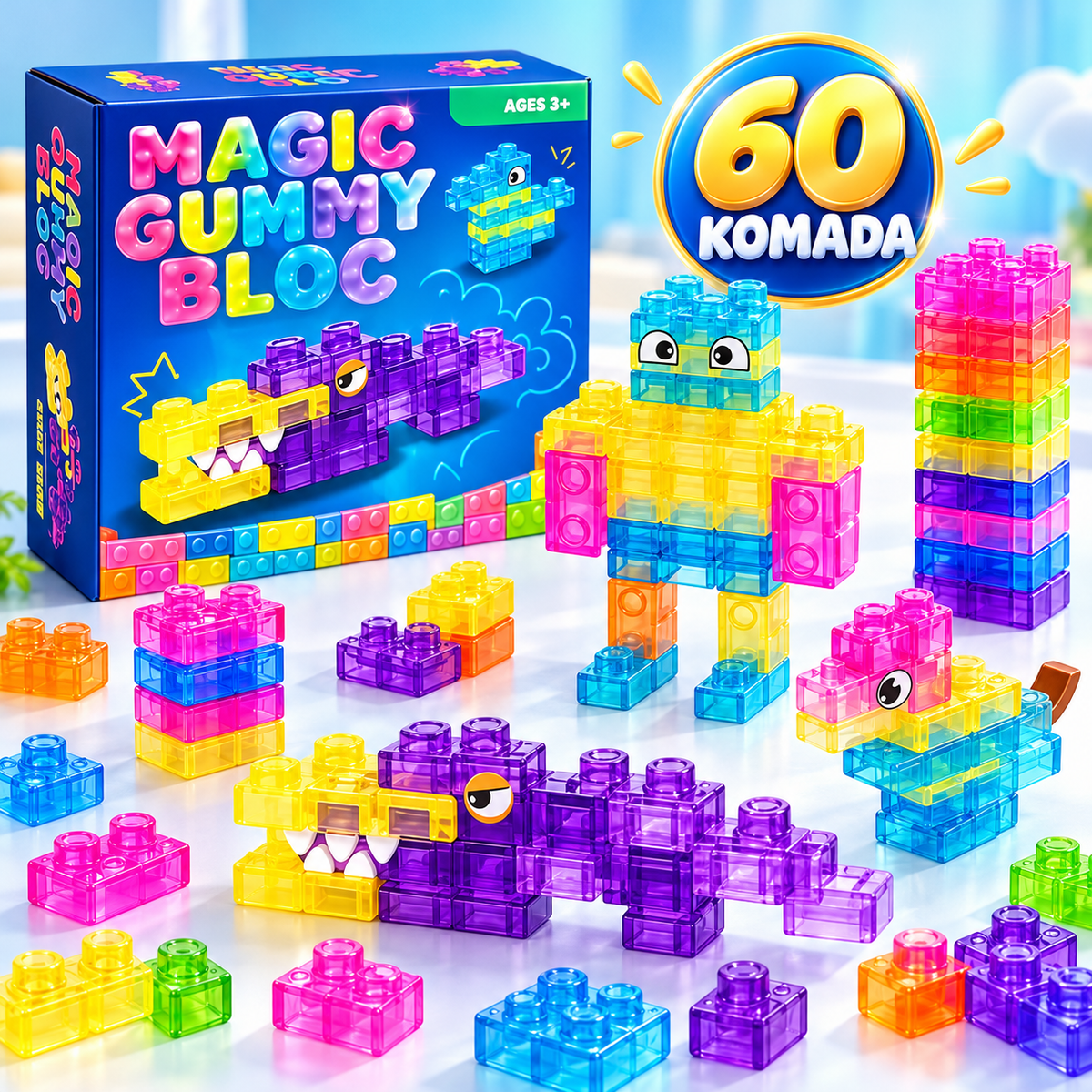 Magic Gummy Blocks – Kreativni Set od 60 Kockica